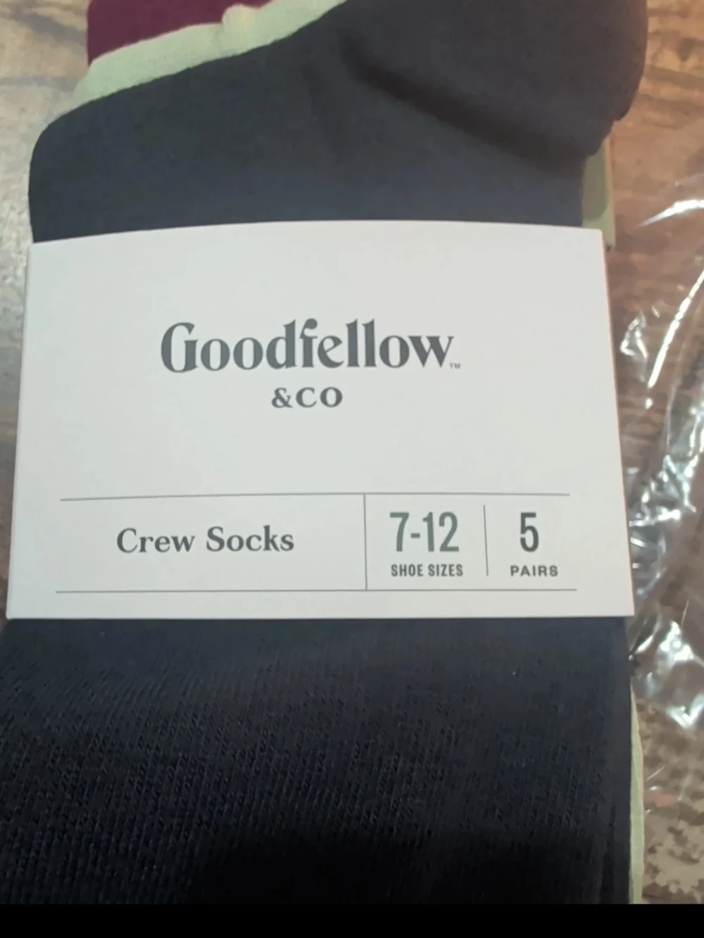 Goodfellow & Co Crew Socks 5-Pack in Black, Burgundy, Cream Size 7-12 NWT